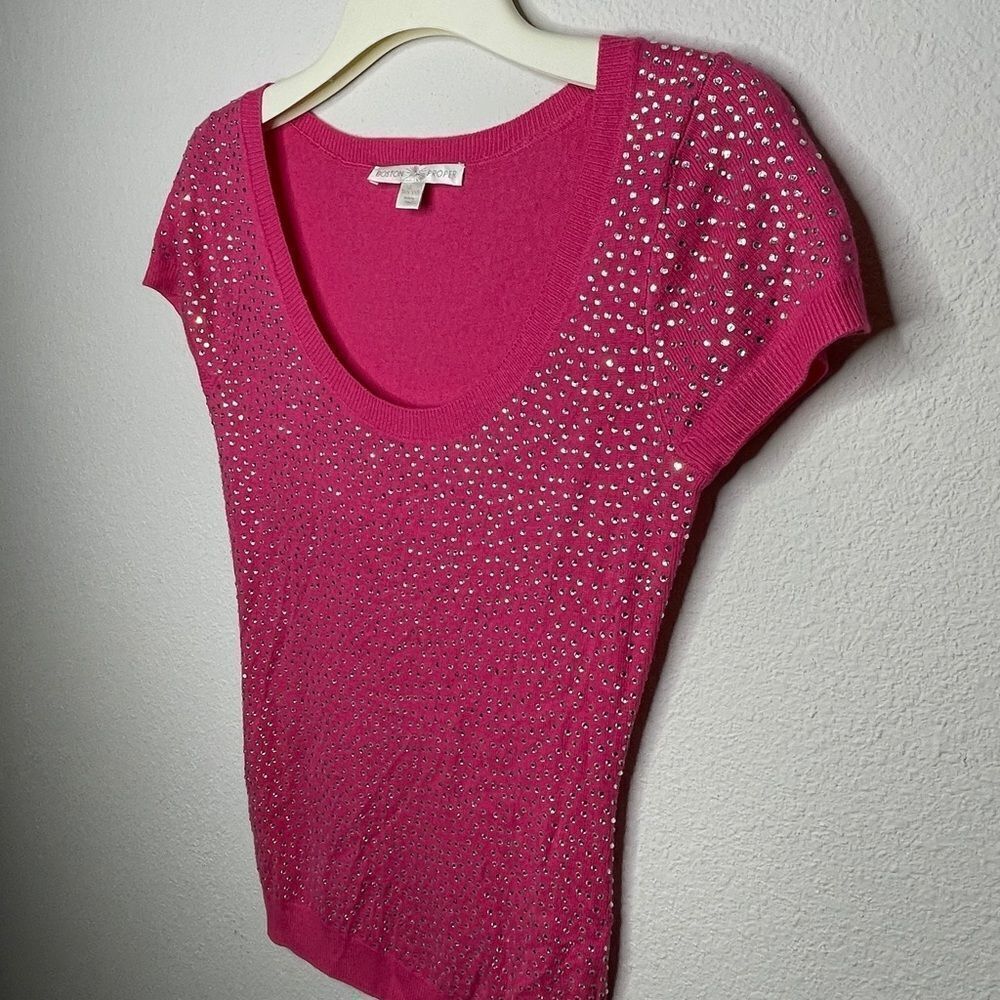 Boston Proper Rhinestone Sweater Pink - Picture 6 of 8